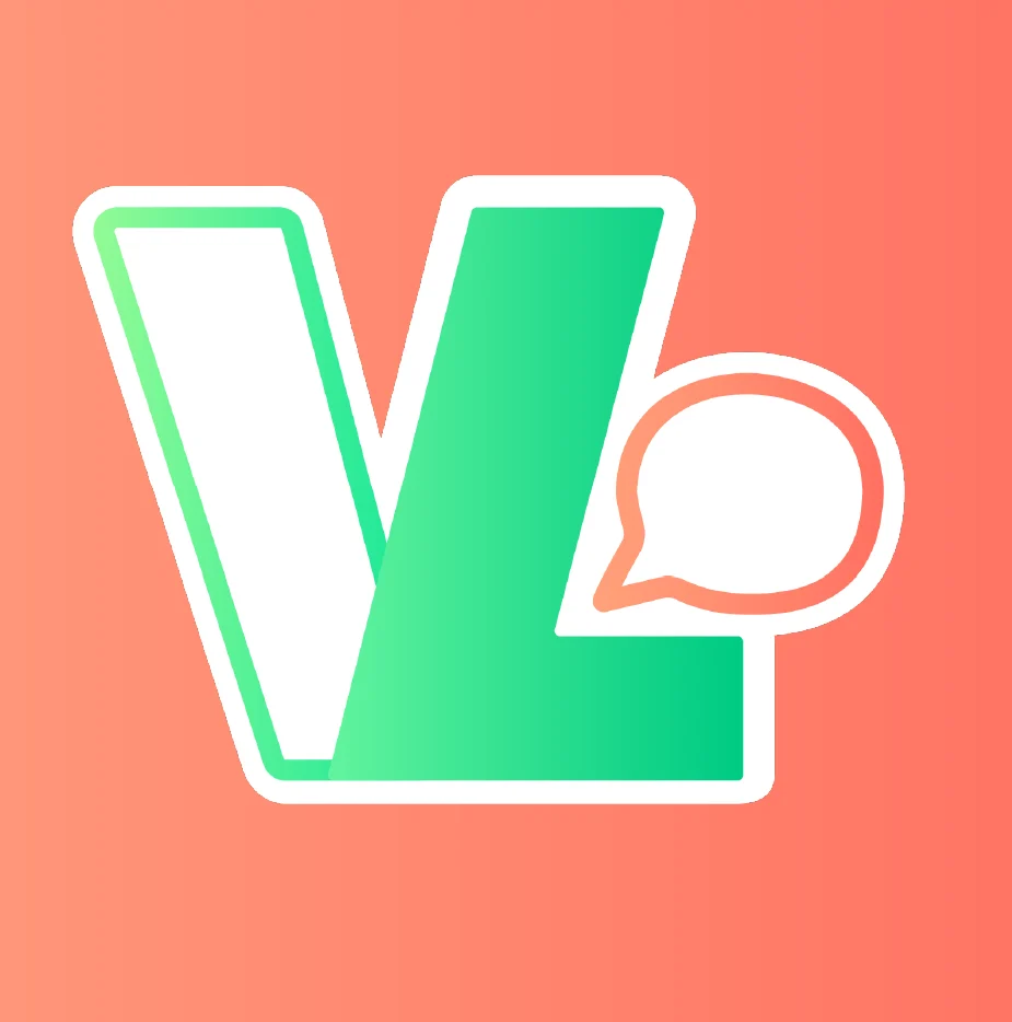 Logo du site web sur fond corail